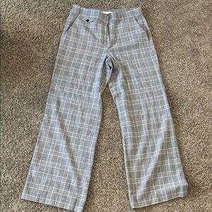 LOFT Gray Plaid Wide Leg Pants